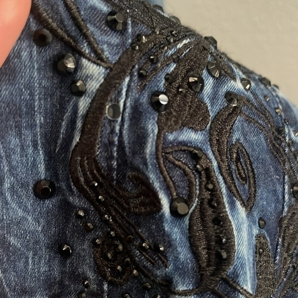 Soft Surroundings Blue Tie Dye Embellished Jeans - Picture 4 of 5